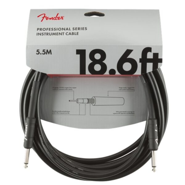 Fender Pro 18.6' Straight Black Instrument Cable
