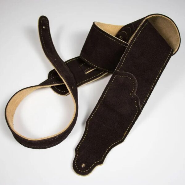 Franklin 2.5" Brown Suede/Gold Stitch Guitar Strap