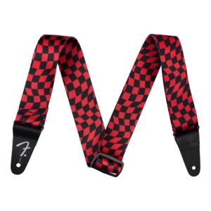 Fender 2" Wavy Checkerboard Guitar Strap, Red
