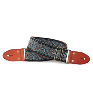 Izuzi GT-52 Fabric on Suede Guitar Strap, Leather Ends