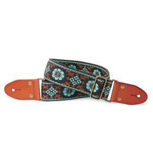 Izuzi GT-58 Fabric on Suede Guitar Strap, Leather Ends