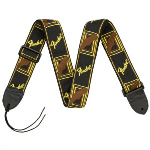 Fender 2" Monogrammed Black/Yellow/Brown Guitar Strap