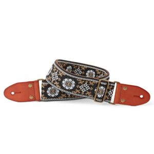 Izuzi GT-59 Fabric on Suede Guitar Strap, Leather Ends