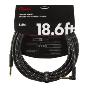 Fender Deluxe 18.6ft, Black Tweed Straight/Angled Instrument Cable