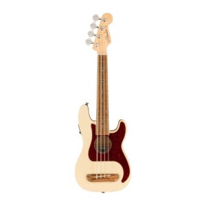 Fender Fullerton Precision Bass Ukulele, Walnut Fingerboard, Tortoiseshell Pickguard, Olympic White
