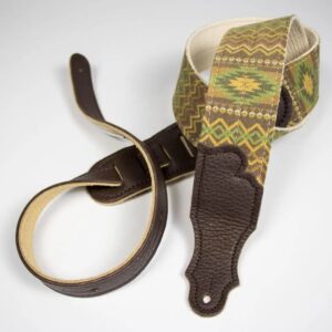 Franklin 2" Olive Aztec Nat Cotton/Brown Leather Guitar Strap