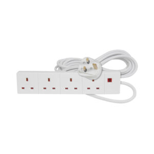 Mercury  3m, White 4-Way Extension Lead