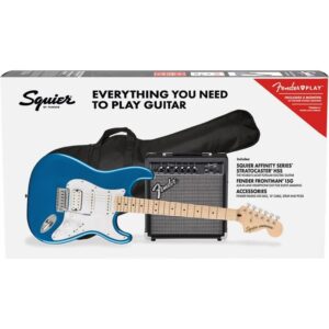 Squier Stratocaster Pack. HSS Lake Placid Blue/Maple Fingerboard Electric Guitar Pack