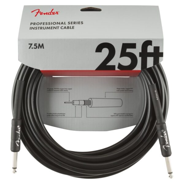 Fender Pro 25ft Straight Black Instrument Cable
