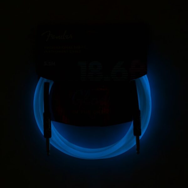 Fender Pro Glow In Dark 18.6ft Instrument Cable, Blue, Straight - Image 5