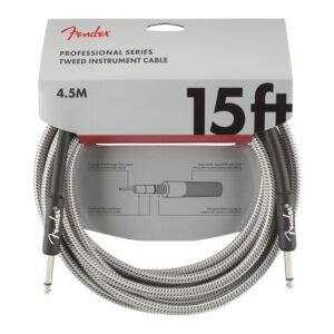 Fender Pro Instrument Cable, Straight/Straight, 15ft, White Tweed