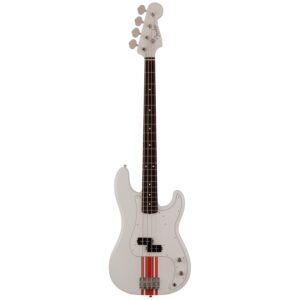 Fender Made in Japan Traditional 60s Precision Bass, Rosewood Fingerboard, Olympic White with Red Competition Stripe (2023 Collection)