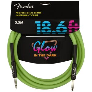 Fender Pro Glow In Dark 18.6ft Instrument Cable, Green, Straight