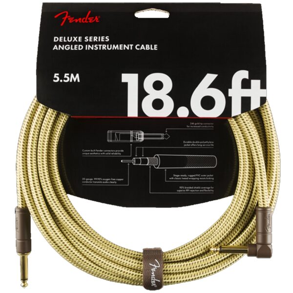 Fender Deluxe 18.6ft, Tweed straight/angled Instrument Cable