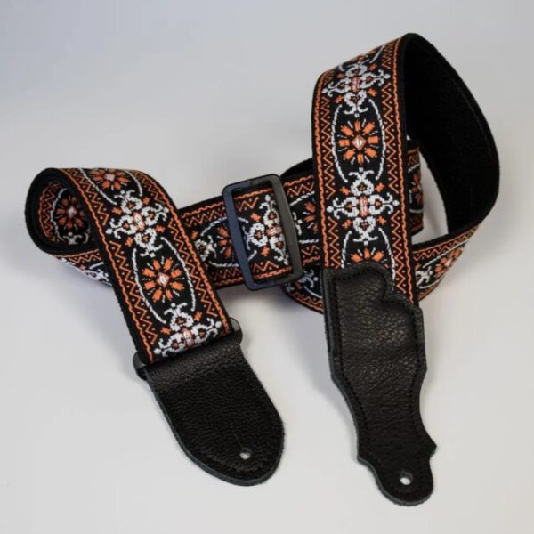 Franklin 2" Retro Orange/Black Leather Guitar Strap