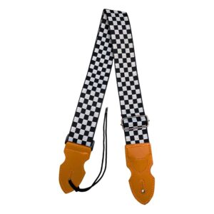 Earth Bond Vegan Guitar Strap, Black/White Check