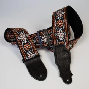 Franklin 2" Retro Orange/Black Leather Guitar Strap