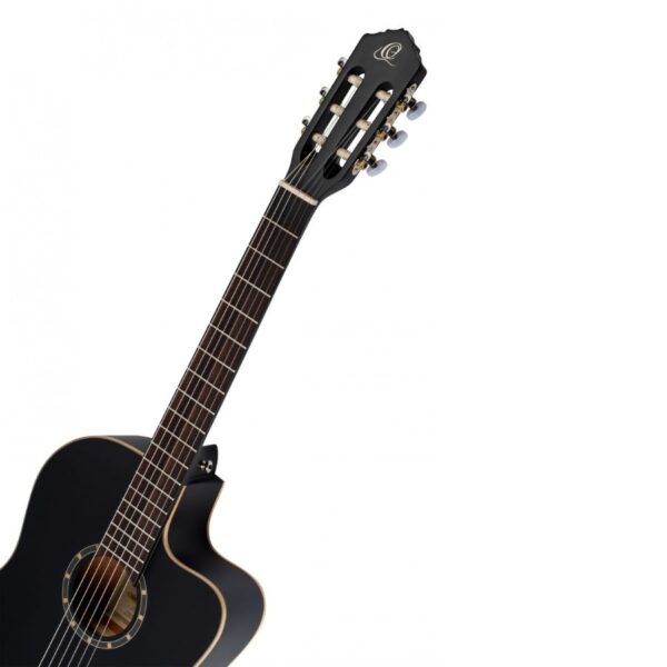 Ortega RCE125SN-SBK Family Series Classical Slim Neck Electro Guitar, Satin Black, with Gig Bag - Image 3