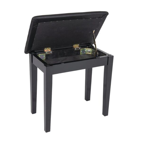 Kinsman KPB01BK Piano Bench with Storage, Polished Black - Image 2