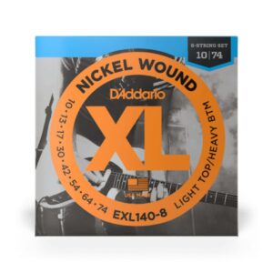 D'Addario XL Nickel Electric Guitar 8-String Set, EXL140-8, 10-74