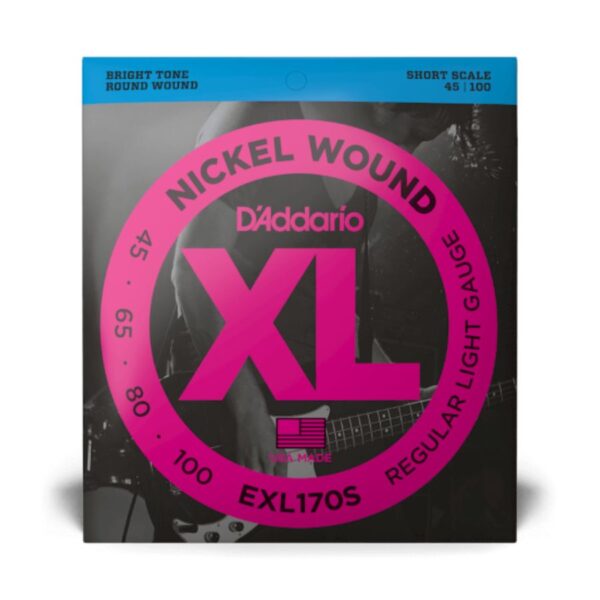 D'Addario XL Nickel Bass Strings, EXL170S, Short Scale, 45-100, Regular Light