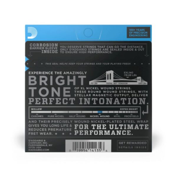 D'Addario XL Nickel Electric Guitar Strings, EXL140, Nickel Wound, 10-52 - Image 2