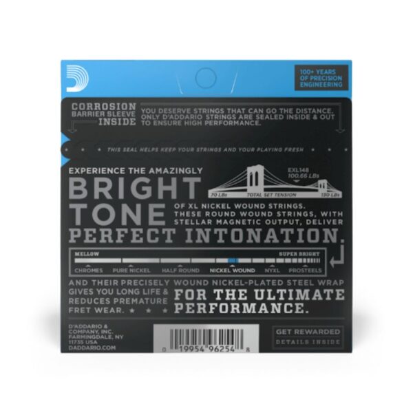 D'Addario XL Nickel Electric Guitar Strings, EXL148, 12-60, Extra Heavy - Image 2