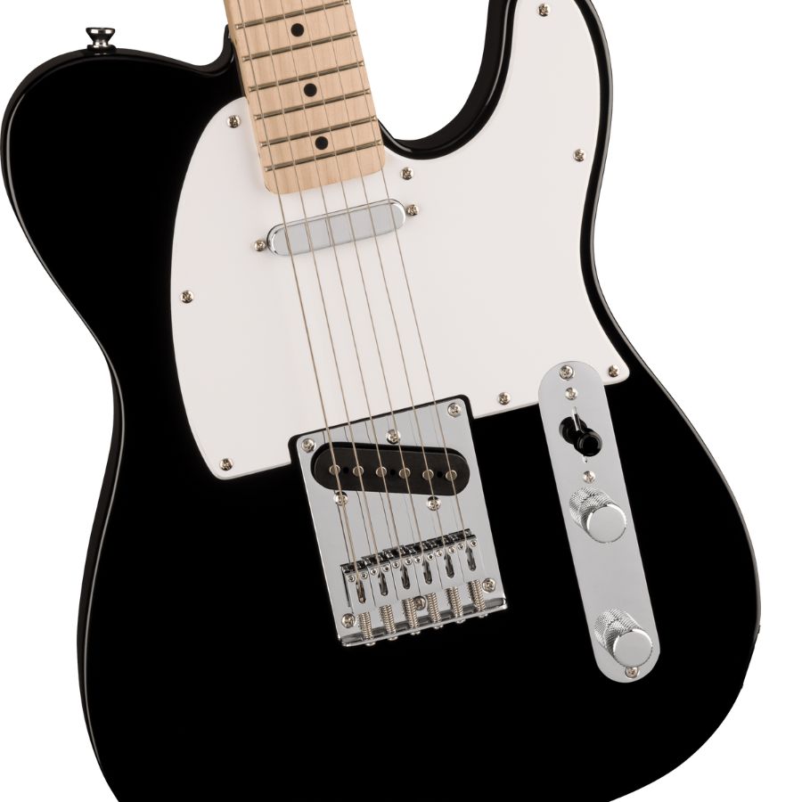 Squier Sonic Telecaster, Maple Fingerboard, White Pickguard, Black - Image 3