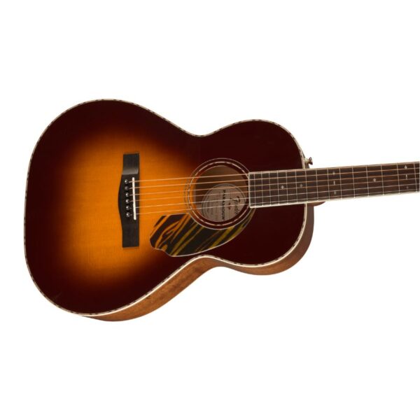 Fender PS-220E Parlor Acoustic Electro Guitar, Aged Cognac Burst, Mahogany Top - Image 4
