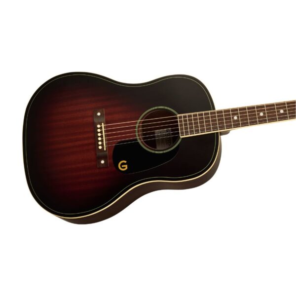 Jim Dandy Dreadnought Acoustic Guitar, Deep Cherry Burst - Image 4