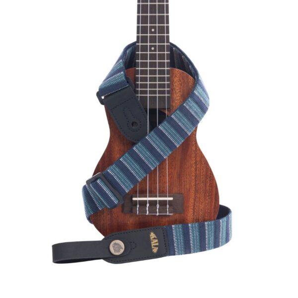 Kala STP-SBLUE Handmade Ukulele Strap, Blue Stripe - Image 2