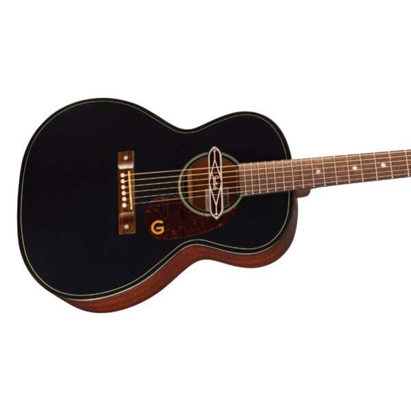 Jim Dandy Deltoluxe Concert Acoustic Guitar, Black Top - Image 4