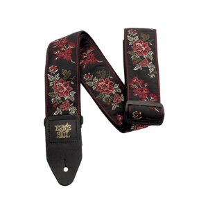 Ernie Ball Classic Jacquared Strap, Red Rose