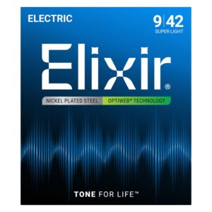 Elixir Nickel Optiweb Electric Guitar String Set, 9-42, 3-Pack