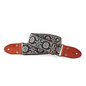 Izuzi GT-56 Deluxe Fabric on Suede Guitar Strap, Leather Ends