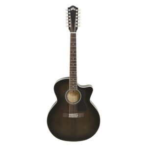 Guild F-2512CE Deluxe Acoustic Guitar, 12 String, Trans Black Burst