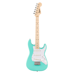 Squier Mini Stratocaster Electric Guitar, Maple Fingerboard, White Pickguard, Sea Foam Green