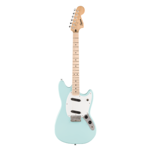 Squier Sonic Mustang Electric Guitar, Maple Fingerboard, White Pickguard, Daphne Blue