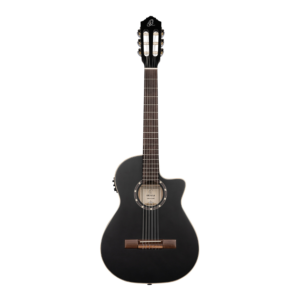 Ortega RCE125SBK-3/4 Slim Neck Electro Classical Guitar, Satin Black, with Bag