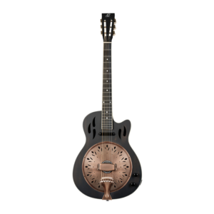 Ortega RRG40CE-DBK Electro Cutaway Resonator Guitar, Distressed Black, with Gig Bag