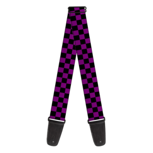 Buckle-Down W30315 Checker Guitar Strap, Neon Purple & Black