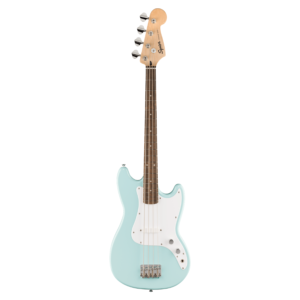 Squier Bronco Bass Guitar, Laurel Fingerboard, White Pickguard, Daphne Blue