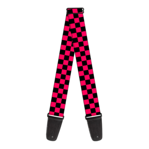 Buckle-Down W30307 Checker Guitar Strap, Neon Pink & Black