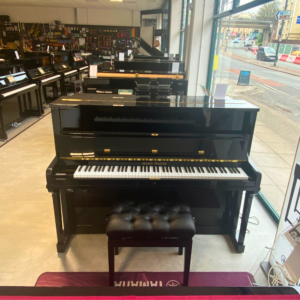 Second Hand August Forster Upright Piano, Polished Black, c.1990