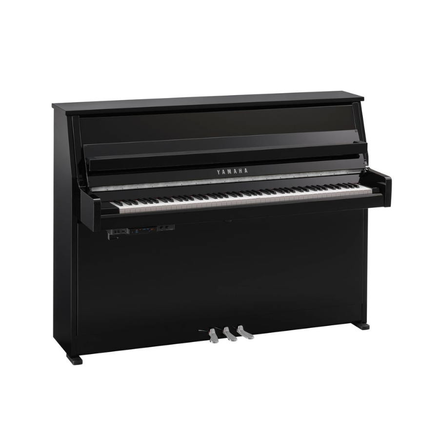 Yamaha B10TC3 TransAcoustic Upright Piano, Polished Black, Chrome Fittings