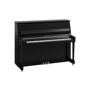 Yamaha B20 Upright Piano, Polished Black, Chrome Fittings