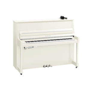 Yamaha B20SC3 Silent Upright Piano, Polished White, Chrome Fittings