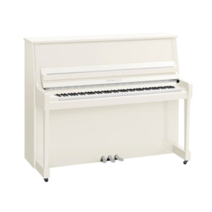 Yamaha B30 Upright Piano, Polished White, Chrome Fittings