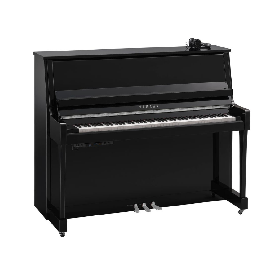 Yamaha B30SC3 Silent Upright Piano, Polished Black, Chrome Fittings