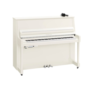 Yamaha B30SC3 Silent Upright Piano, Polished White, Chrome Fittings